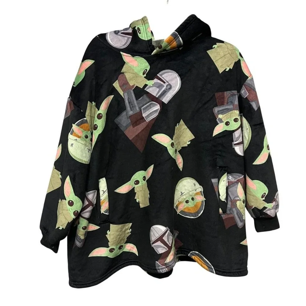 Star Wars Grogu Mandalorian Oversized Sherpa Wearable Blanket Hoodie Kids OSFM